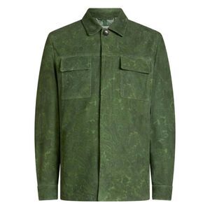 Etro Men Suede Jacket With Floral Paisley Pattern